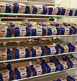Shelves of  Lincolnshire Plum Bread for sale