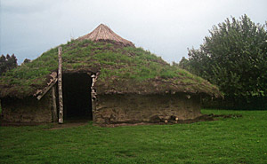 reconstructed roundhouse at flag fen