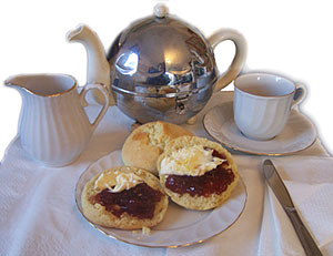 Traditional table setting and Cornish Cream Tea