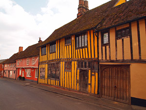 colourful timber frame buildings